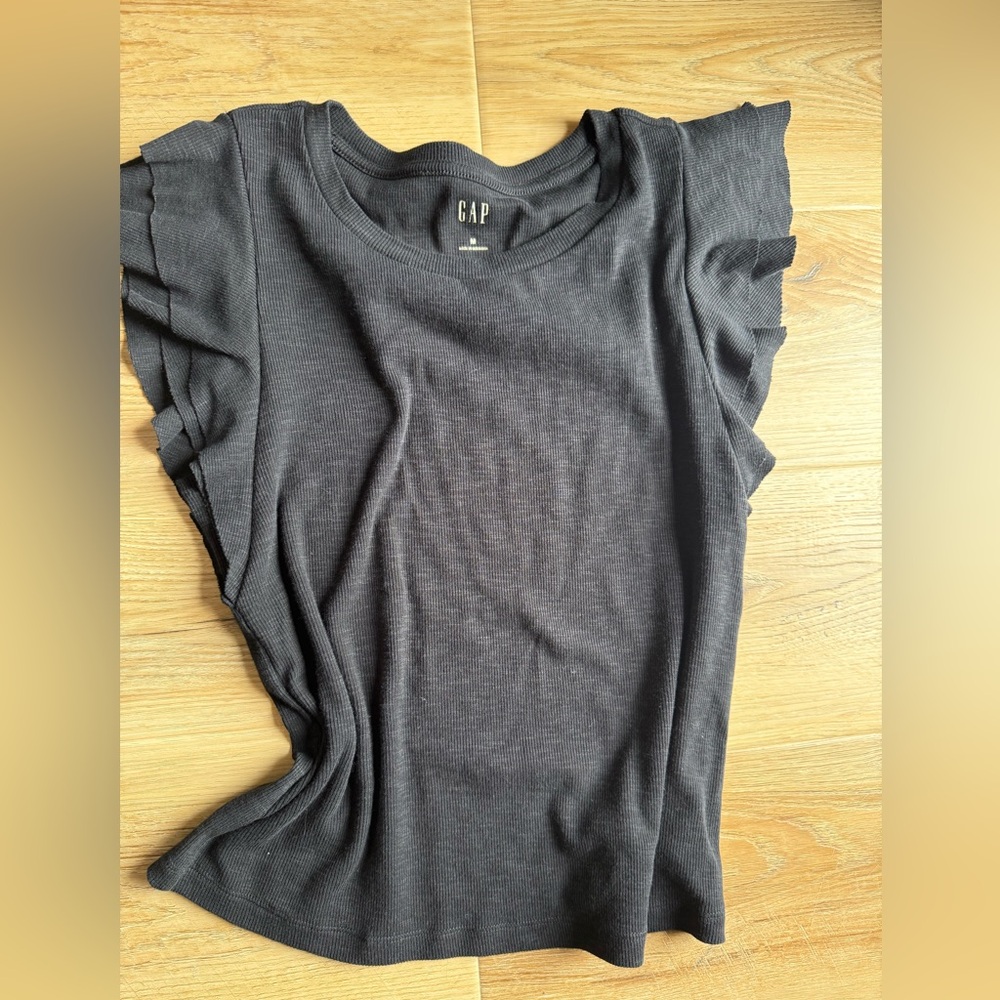 GAP Black Ruffle Sleeve Tank